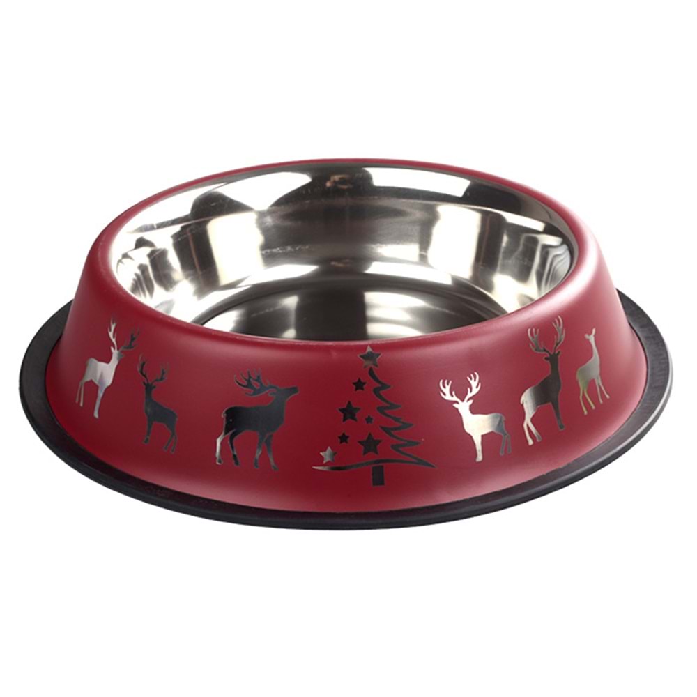 Fancy Paws Yılbaşı Desen- Bordo-Ç. Mama Kabı 24Oz-17cm