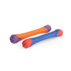 Dog toy - two-tone TPR stick w/squeaker, approx. 24cm