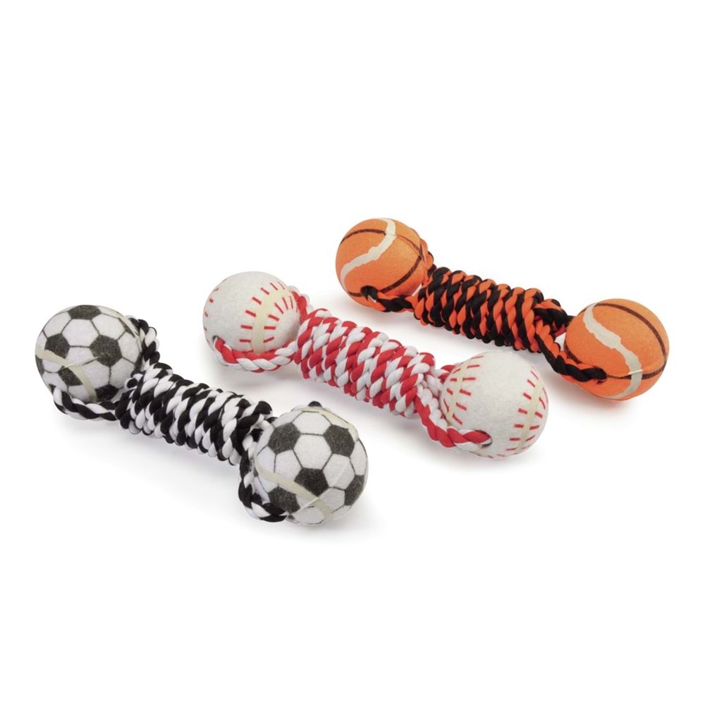 Camon Köpek Oyuncağı İpli Çift Top 16cm