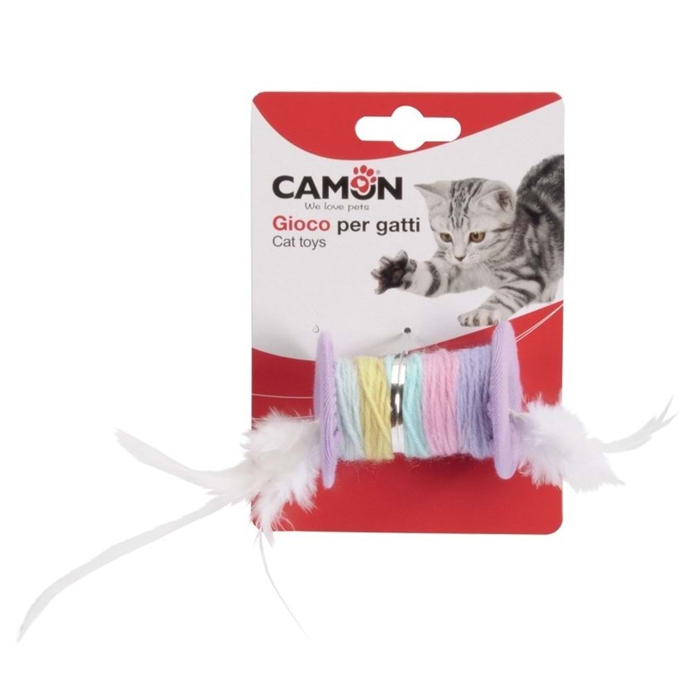 Camon Kedi Oyuncağı Tüylü Renkli Makara 5cm