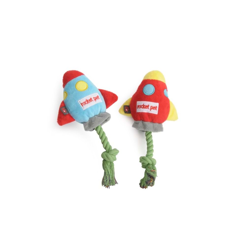 Dog toy in polyester and rope, two subjects, Rockets w/squeaker - approx. 20cm