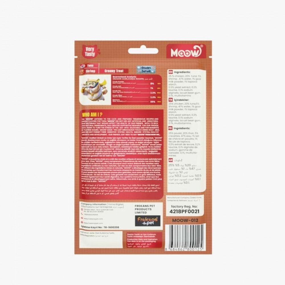 MOOW TON BALıKLı&KARIDESLI KEÇI SÜTLÜ 12GR X 6 12 LI KEDI KREMA ÖDÜLÜ