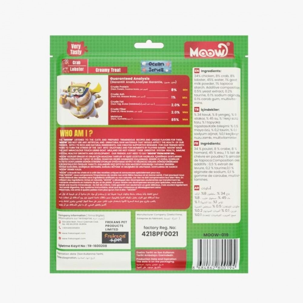 MOOW YENGEÇLI&ISTAKOZLU KEÇI SÜTLÜ 12GR X 30'LU KEDI KREMA ÖDÜLÜ