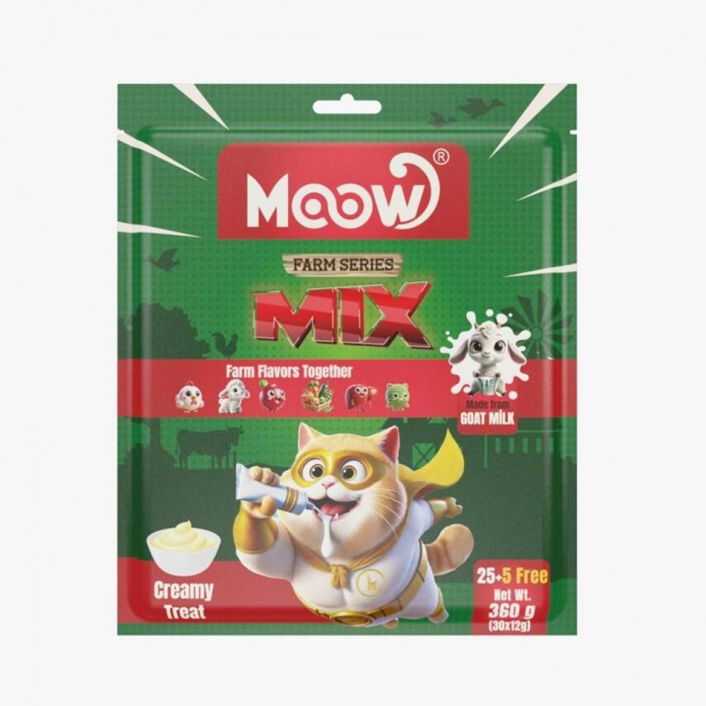 MOOW KARıŞıK 6 LEZZETLI ÇIFTLIK SERISI KEÇI SÜTLÜ 12GR X 30' LU KEDI KREMA ÖDÜLÜ