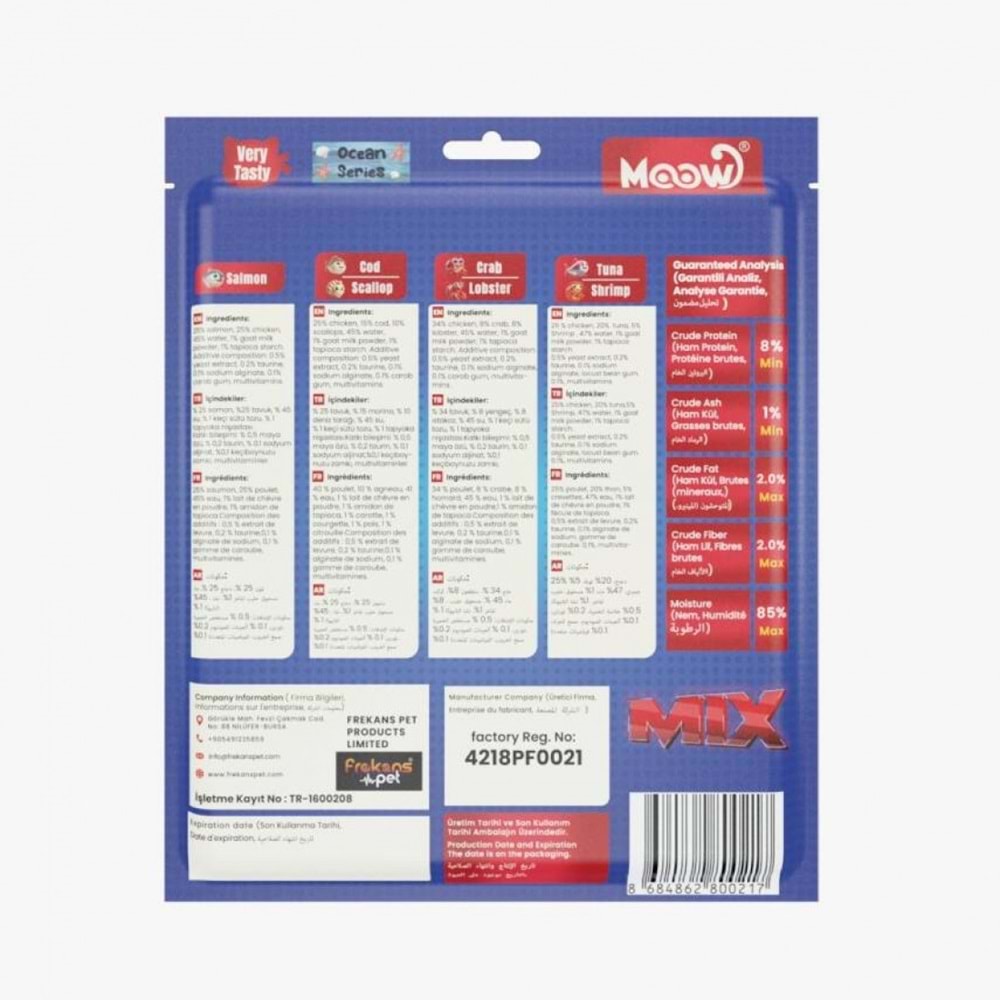 MOOW KARIŞIK 7 LEZZETLI OKYANUS SERISI KEÇI SÜTLÜ 12GR X 30' LU KEDI KREMA ÖDÜLÜ