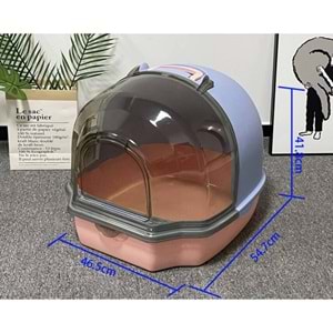 JCS KEDİ TUVALETİ UZAY KAPSÜLÜ ŞEFFAF KÜREKLİ 54.7*46.5*41.8