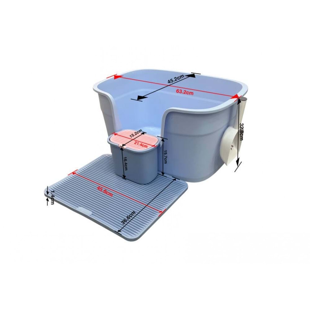 JCS SÜPER DERIN KEDI TUVALETI PEDALLI SAKLAMA FONKSİYONLU KÜREKLİ 64*44*33