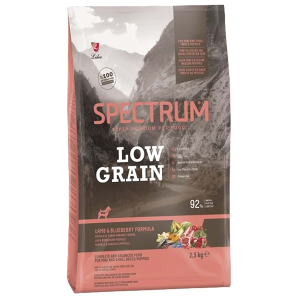 Spectrum Low Grain Kuzu ve Yaban Mersinli Orta ve Büyük Irk Yavru Köpek Maması 2.5kg